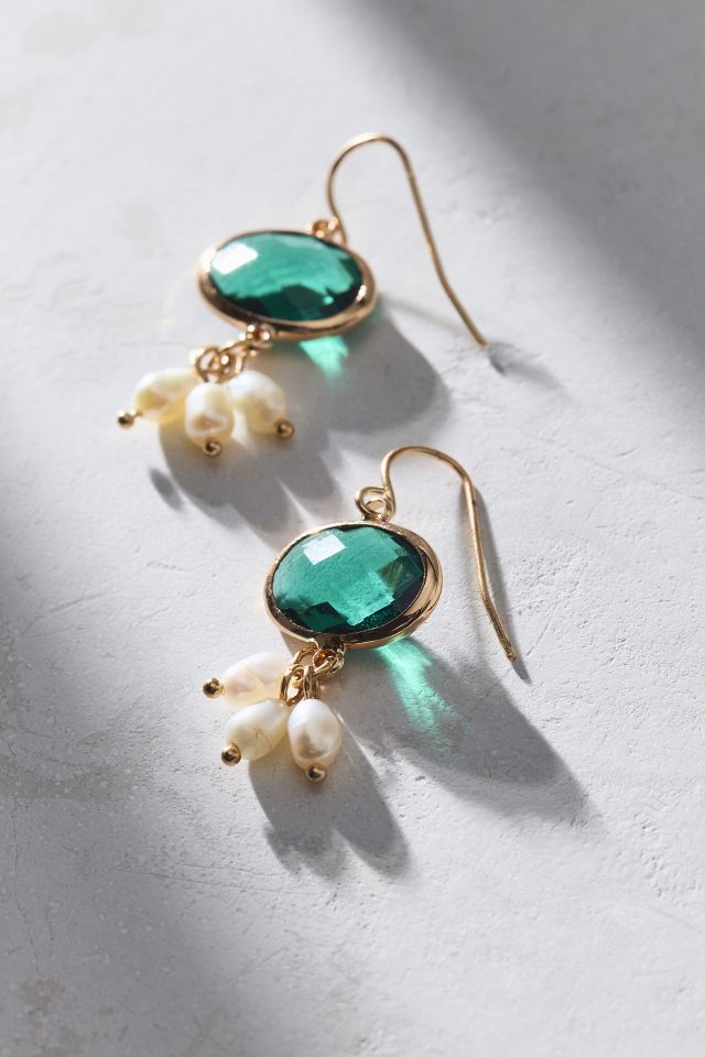 Lucca Gem And Pearl Drop Earring