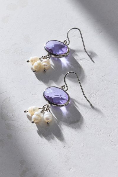 Urban Outfitters Lucca Gem And Pearl Drop Earring In Purple, Women's At  In Multi