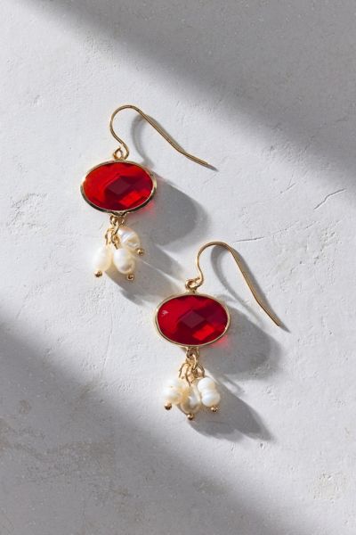 Lucca Gem And Pearl Drop Earring
