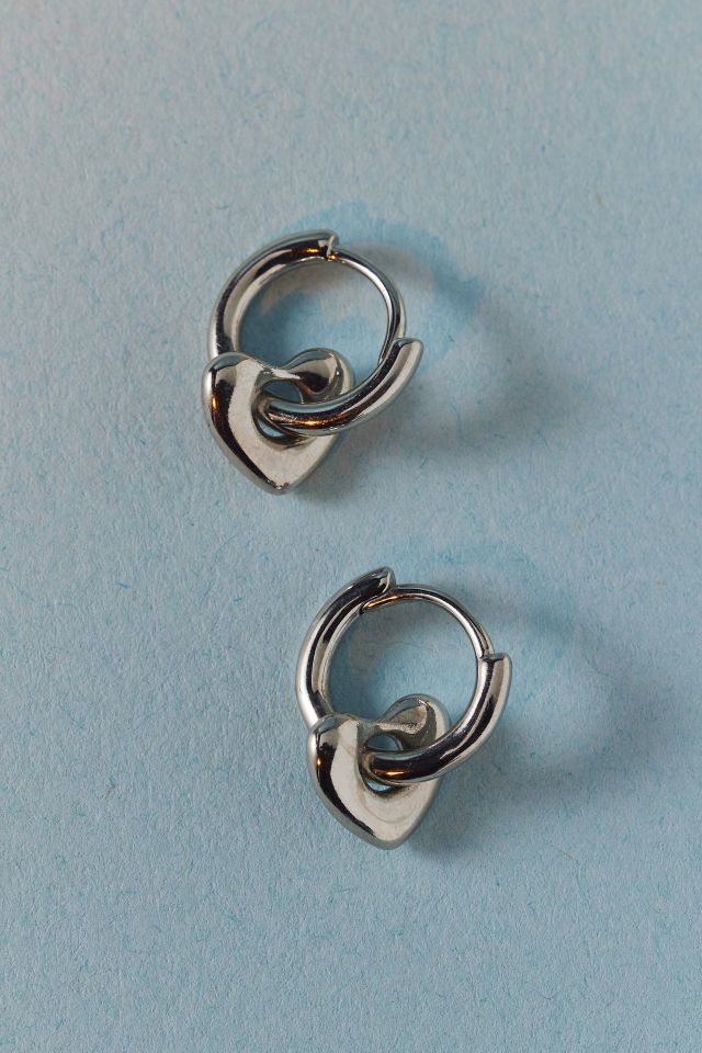 Boucles d'oreilles mini créoles en cœur bombé plaqué or 14 carats #1