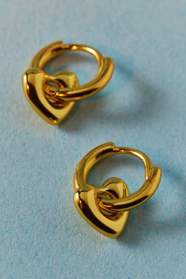 14k Gold Plated Puffy Heart Mini Hoop Earring #1