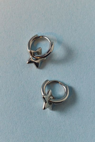 14k Gold Plated Puffy Star Mini Hoop Earring Product Page