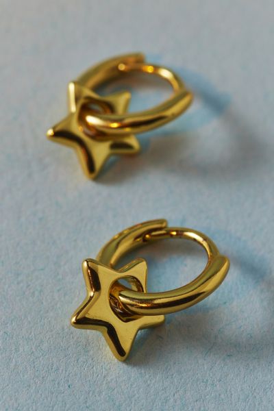Urban Outfitters 14k Gold Plated Puffy Star Mini Hoop Earring In Gold, Women's At  In Gold