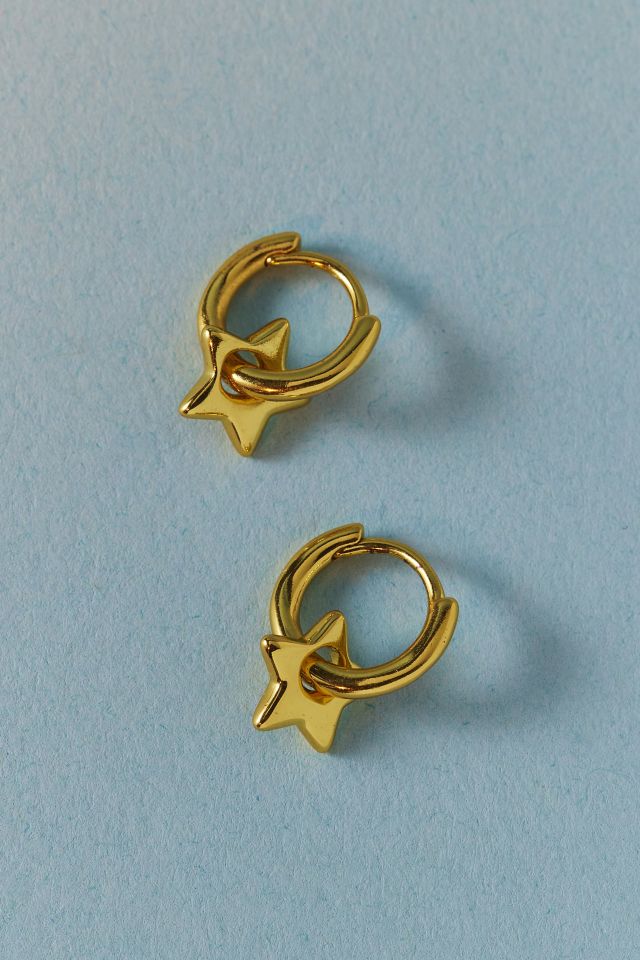 Boucles d'oreilles mini créoles étoiles bouffantes plaquées or 14 carats #1