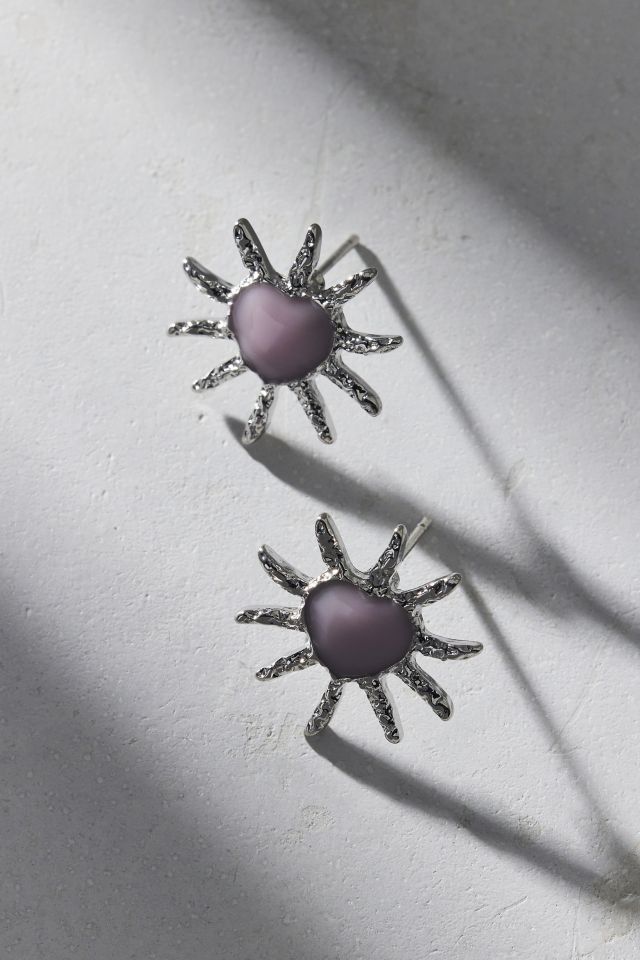 14k Gold Plated Sunburst Stud Earring #2