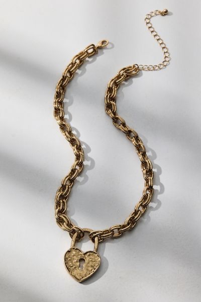 Athena Heart Padlock Pendant Necklace