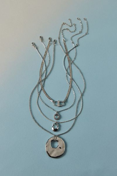 Urban Outfitters Milan Layering Necklace Set In Silver, Women's At  In Silver