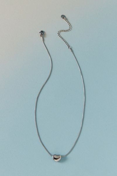 Urban Outfitters Waterproof Lydia Puffy Heart Pendant Necklace In Silver, Women's At  In Silver