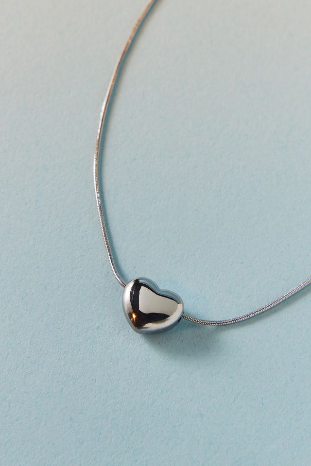 Waterproof Lydia Puffy Heart Pendant Necklace #1