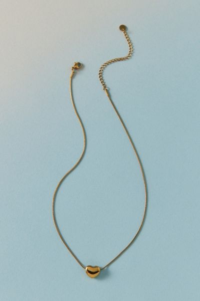 Urban Outfitters Waterproof Lydia Puffy Heart Pendant Necklace In Gold, Women's At  In Gold