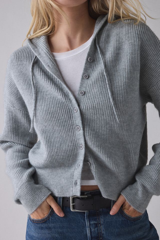 BDG Connie Ribbed Knit Hoodie Cardigan #1