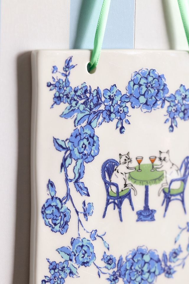 Tea Party Ceramic Hanging Wall Tile #1