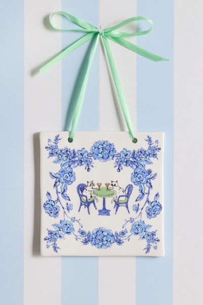 Tea Party Ceramic Hanging Wall Tile