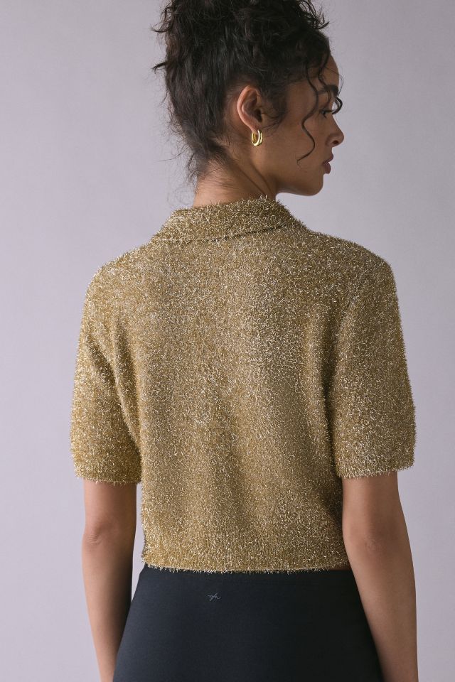 Glamorous Gold Knit Short Sleeve Cropped Cardigan #3