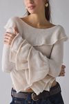 Glamorous Boatneck Bell Sleeve Ruffle Sweater