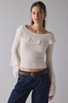 Glamorous Boatneck Bell Sleeve Ruffle Sweater