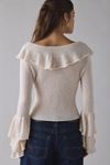 Glamorous Boatneck Bell Sleeve Ruffle Sweater