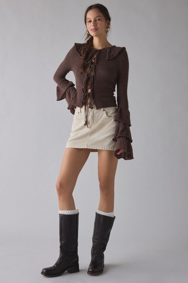 Glamorous Ruffle Bell Sleeve Tie-Front Cardigan #2