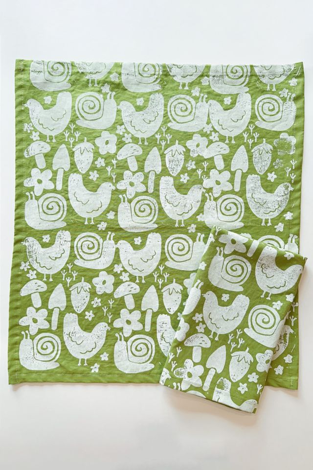 Julie Peach Block Printed Garden Party Napkins #1