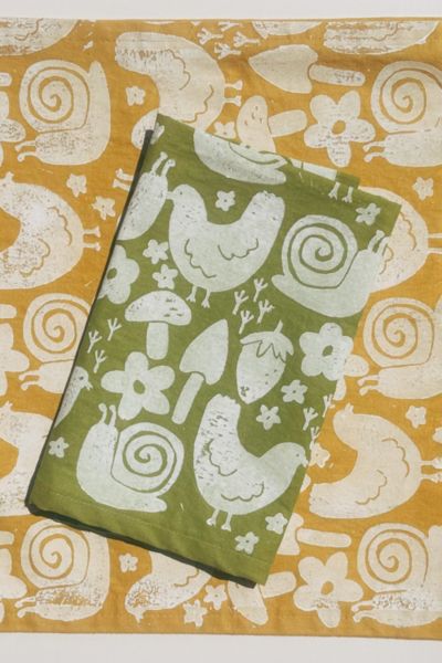Julie Peach Block Printed Garden Party Napkins