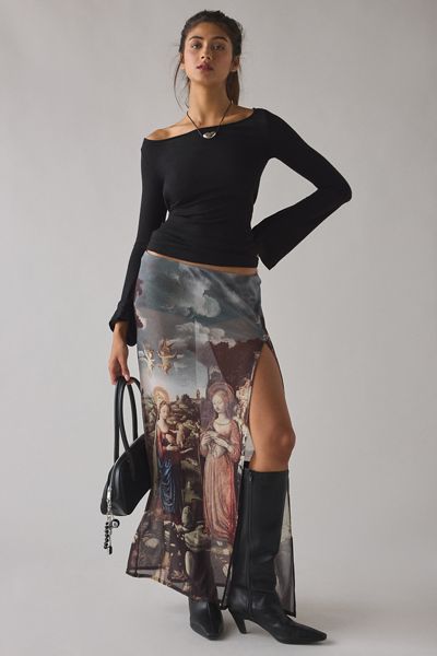 Kimchi Blue High Heavens Sheer Mesh Low-Rise Maxi Skirt