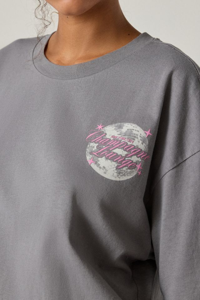 NYC Champagne Lounge Disco Ball Graphic T-Shirt Dress #2