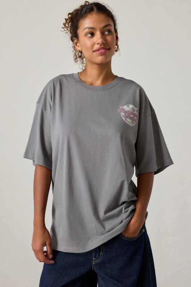 NYC Champagne Lounge Disco Ball Graphic T-Shirt Dress #3