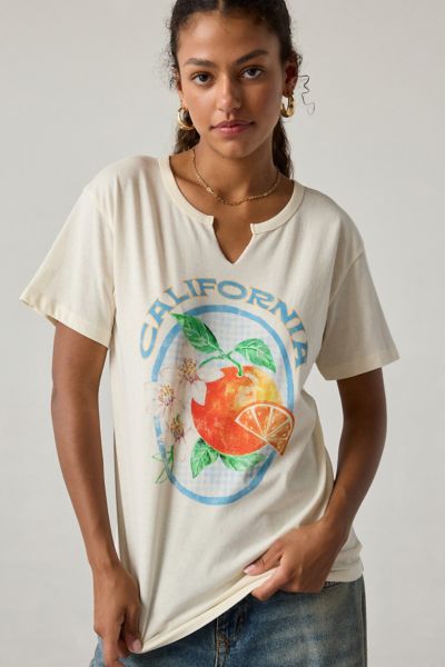 California Oranges Graphic Notched V-Neck Graphic Tee