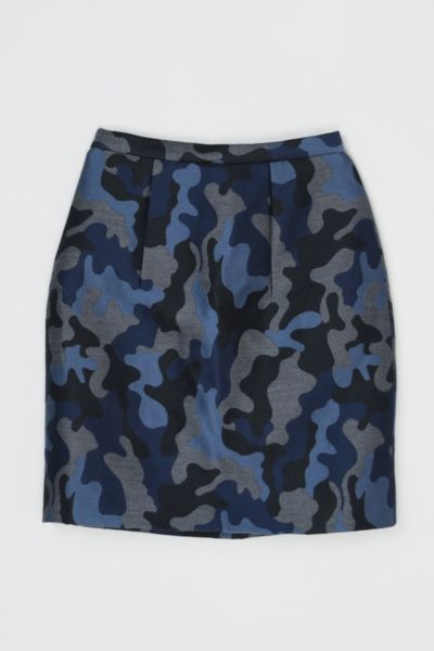 Vintage Y2k Dark-Blue Jacquard Mini Skirt