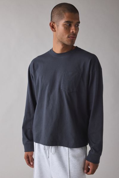 Standard Cloth Jump Shot Long Sleeve Tee In Black, Men's At Urban Outfitters In Black