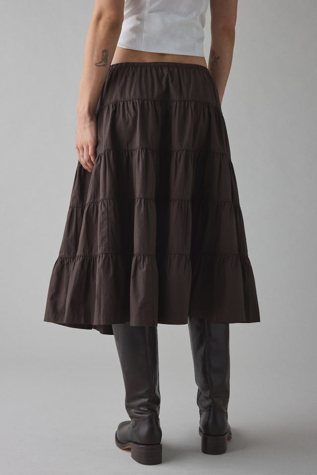 Jupe mi-longue en coton à taille nouée UO Bea Prairie #2
