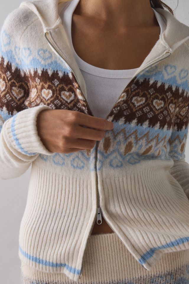 BDG Monet Printed Knit Zip-Up Hoodie Sweater #3