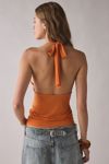 UO Crystal O-Ring Plunging Cowl Neck Halter Top