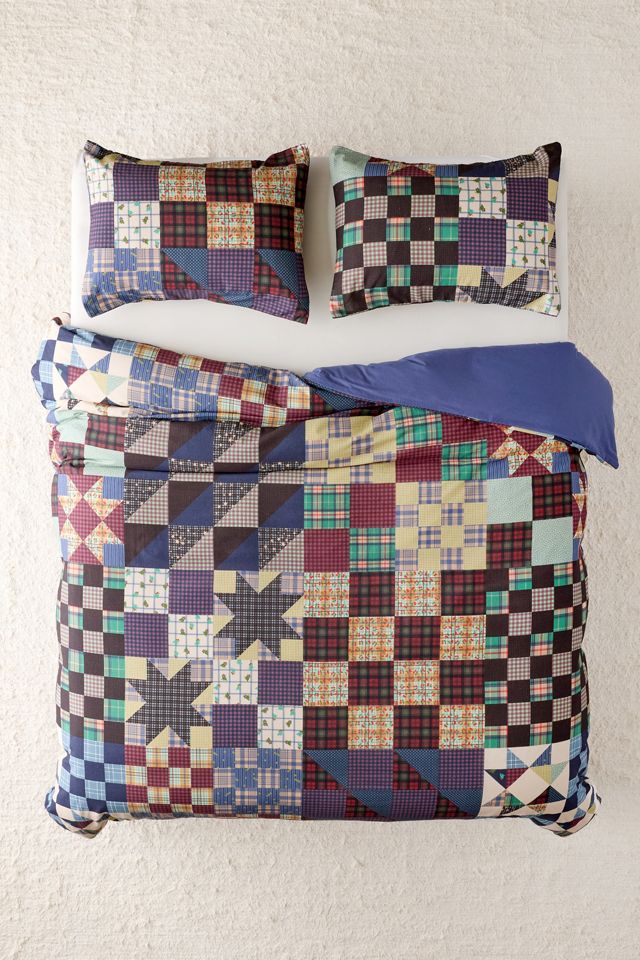 Plaid Faux Quilt Patterned Duvet Cover #1