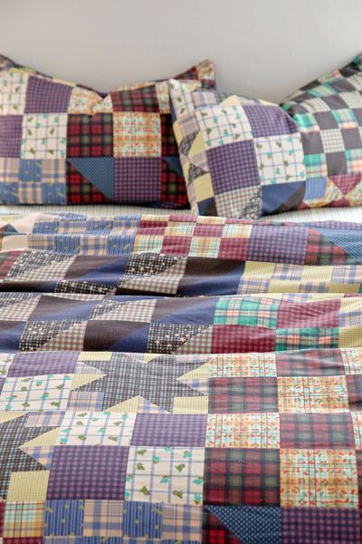 Plaid Faux Quilt Patterned Duvet Cover