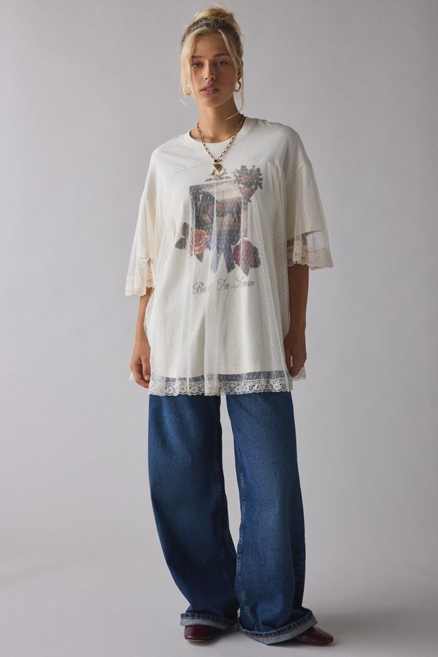 Kimchi Blue Show Stopper Tulle + Lace Layered Oversized Graphic Tee #3