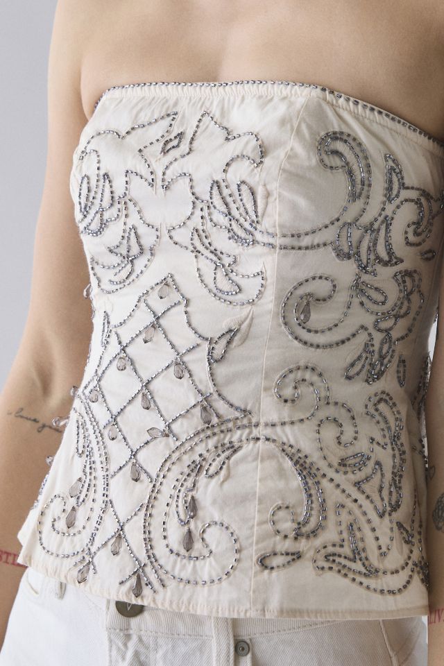 UO Carina Dew Drop Beaded Tube Top #3