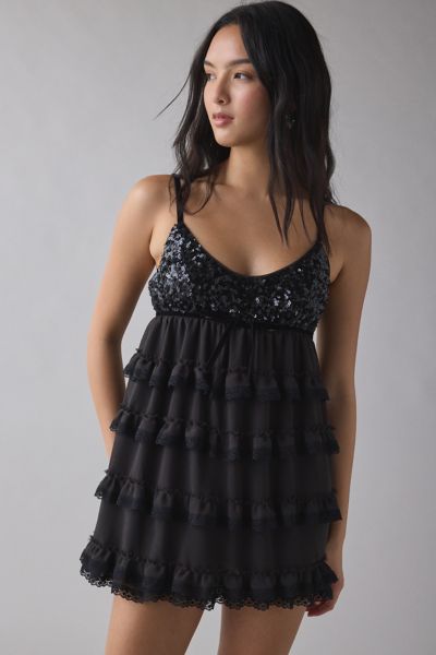 Kimchi Blue Tiered And Tied Ruffle Babydoll Romper