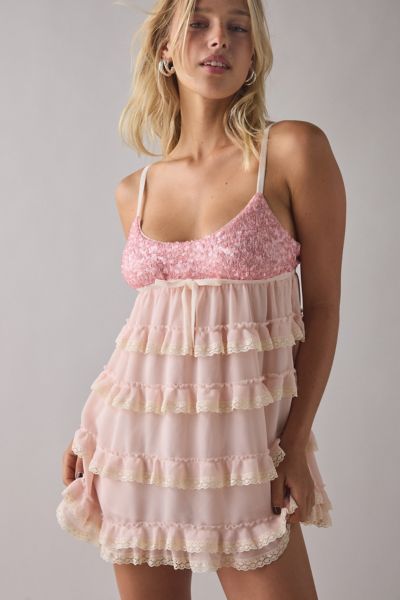 Kimchi Blue Tiered And Tied Ruffle Babydoll Romper