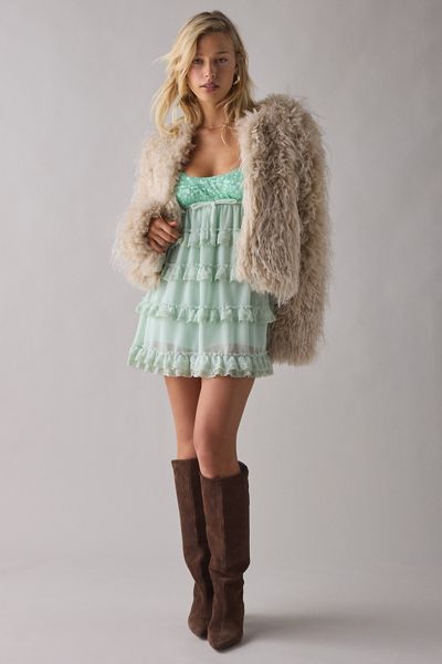 Kimchi Blue Tiered And Tied Ruffle Babydoll Romper
