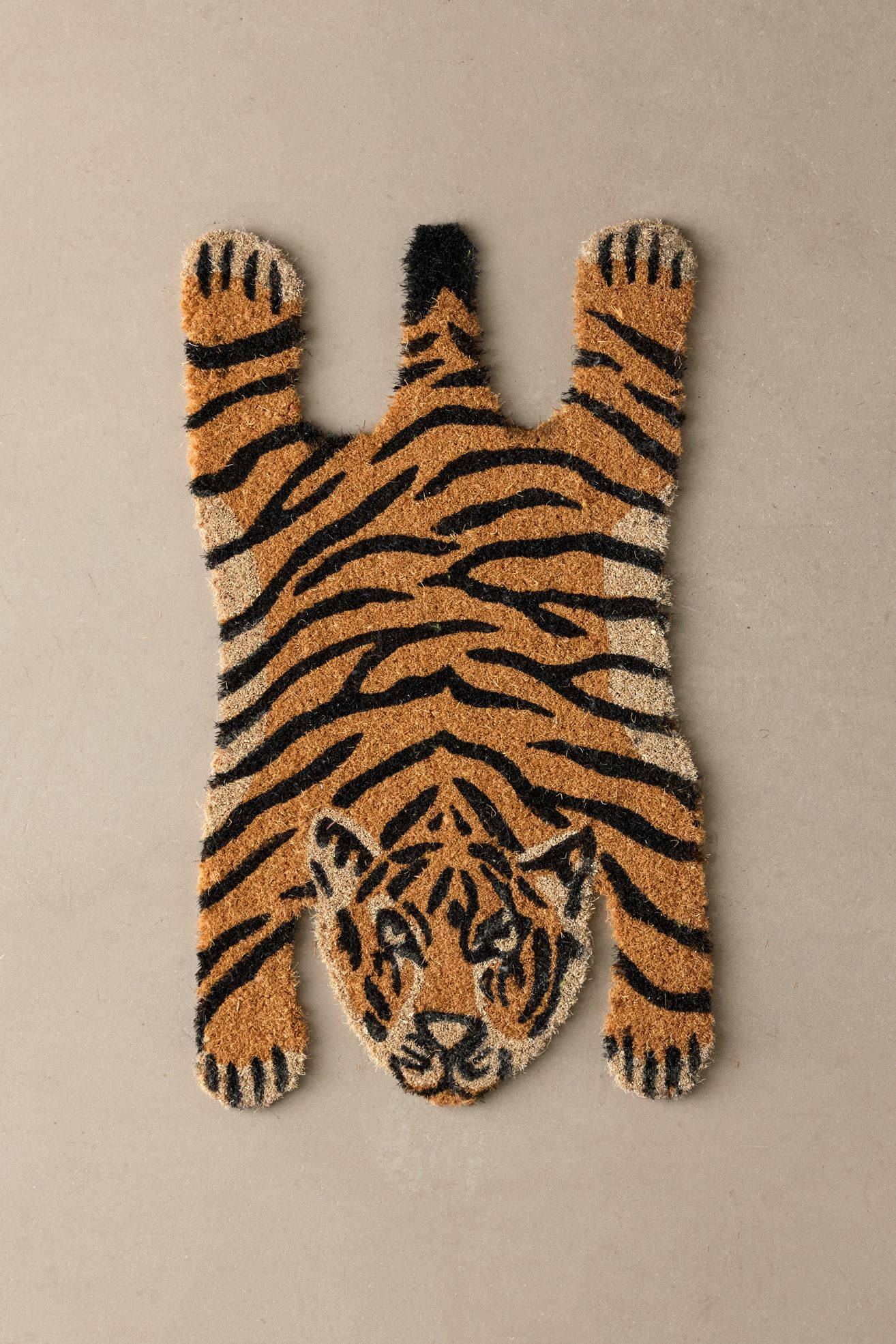 Tiger Shaped Coir Doormat - Brown, Regular, 20X30