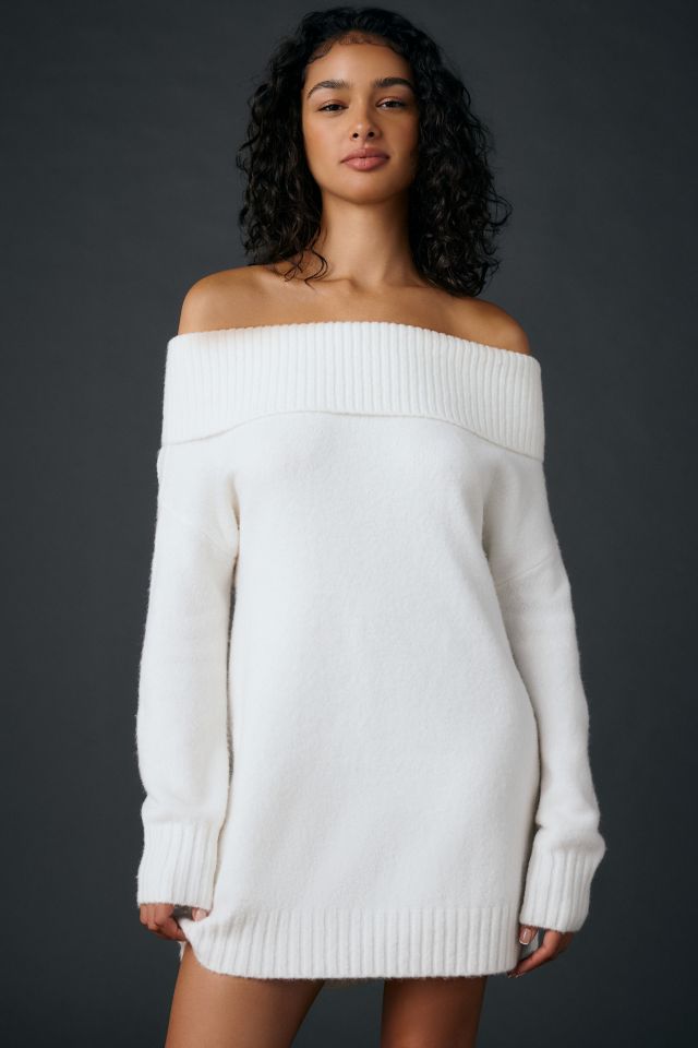 BDG Suzie Long Sleeve Off-The-Shoulder Sweater Dress #3