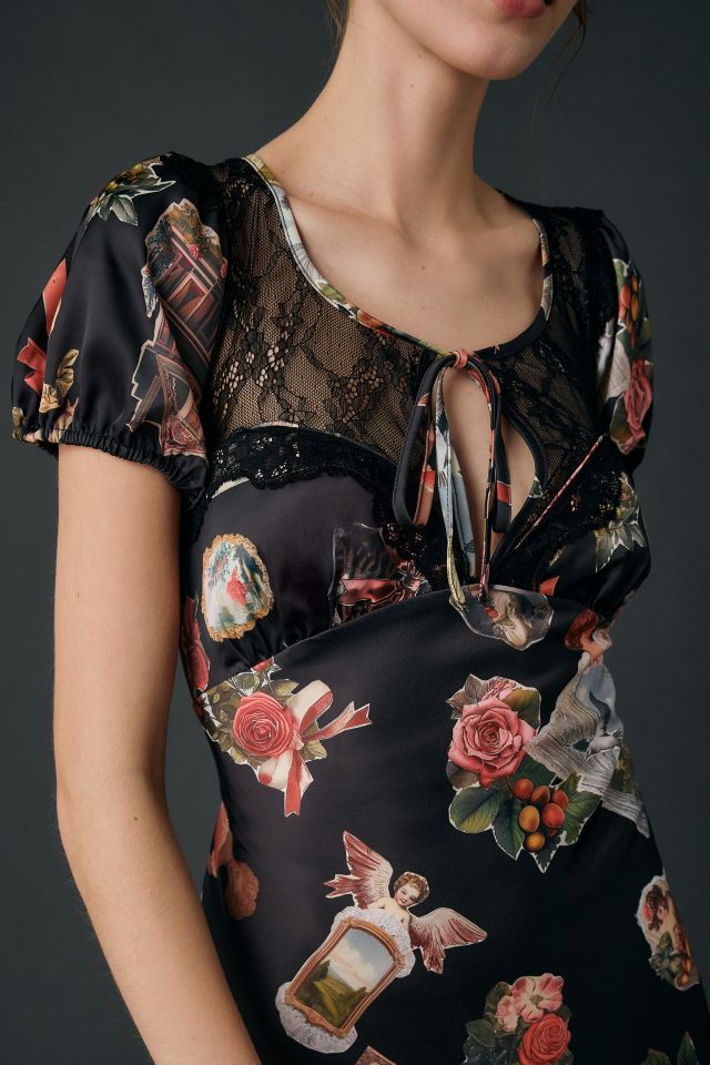 Kimchi Blue Romantic Sheer Lace Trim Satin Slip Maxi Dress #1