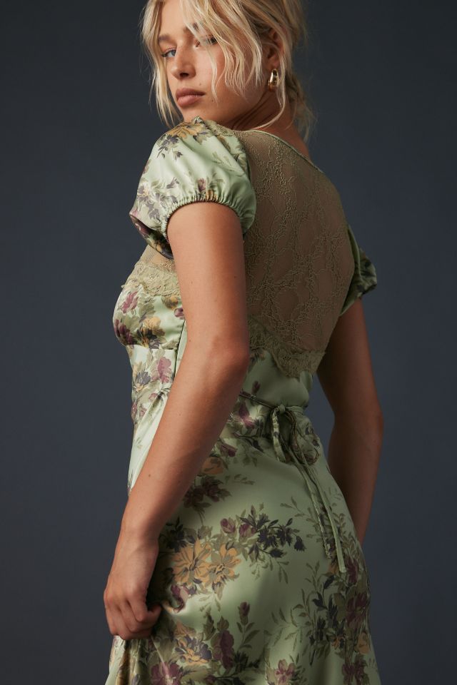 Kimchi Blue Romantic Sheer Lace Trim Satin Slip Maxi Dress #1