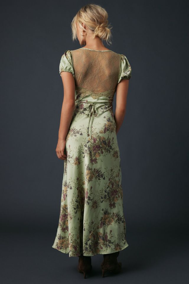 Kimchi Blue Romantic Sheer Lace Trim Satin Slip Maxi Dress #2