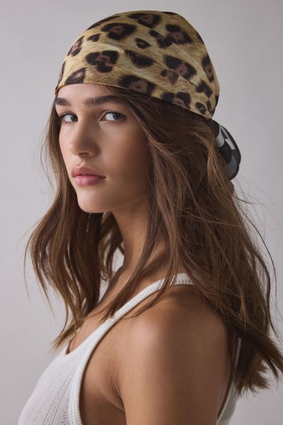 Urban Outfitters Leopard Heart Silky Scarf In Leopard, Women's At  In Brown