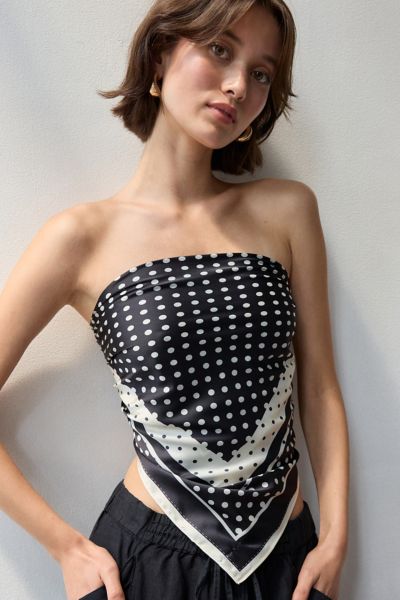 Urban Outfitters Polka Dot Silky Scarf In Black/white, Women's At  In Black