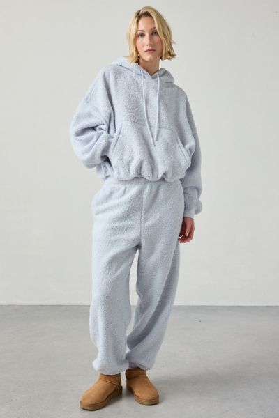 Out From Under Try Me Piled Fleece Slim Jogger Sweatpant In Light Blue, Women's At Urban Outfitters In Blue