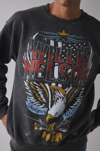 Willie Nelson Eagle Graphic Distressed Crew Neck Sweatshirt Product Page