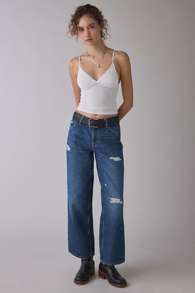 GUESS JEANS G11 Distressed Mid-Rise Wide Leg Jeans